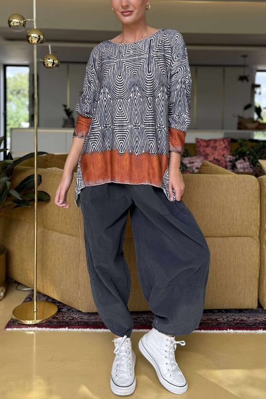 Made in Italy Cooper Needlecord Shelby Cocoon Pant Charcoal